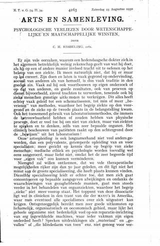 Eerste pagina van het artikel zoals het is gepubliceerd in het tijdschrift