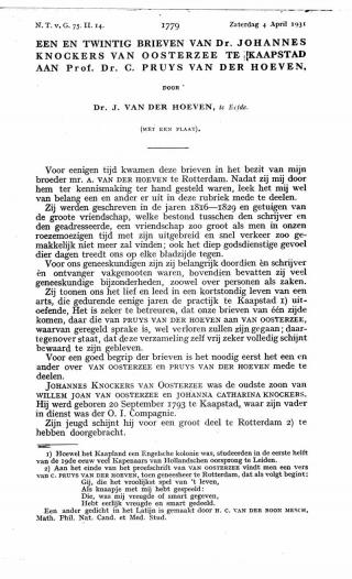 Eerste pagina van het artikel zoals het is gepubliceerd in het tijdschrift