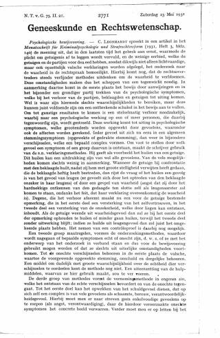 Eerste pagina van het artikel zoals het is gepubliceerd in het tijdschrift