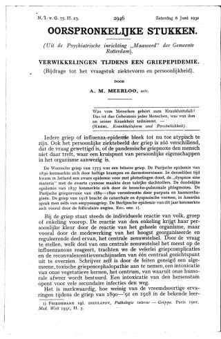 Eerste pagina van het artikel zoals het is gepubliceerd in het tijdschrift