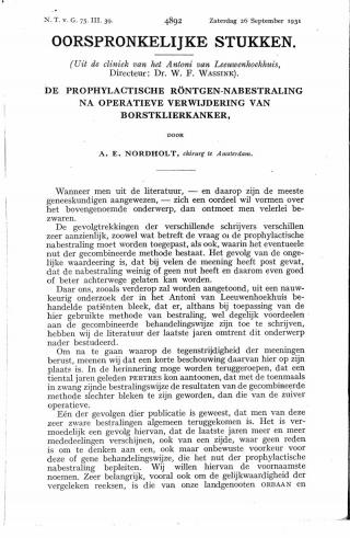 Eerste pagina van het artikel zoals het is gepubliceerd in het tijdschrift