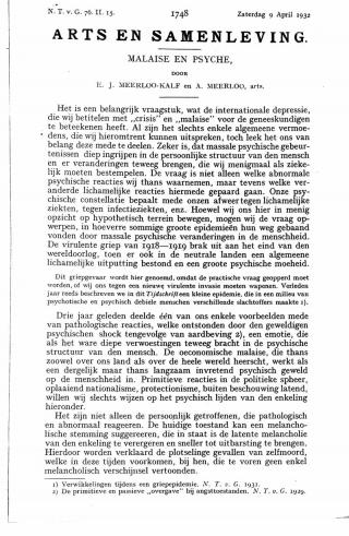 Eerste pagina van het artikel zoals het is gepubliceerd in het tijdschrift