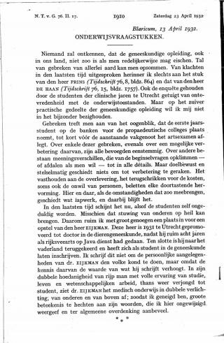 Eerste pagina van het artikel zoals het is gepubliceerd in het tijdschrift