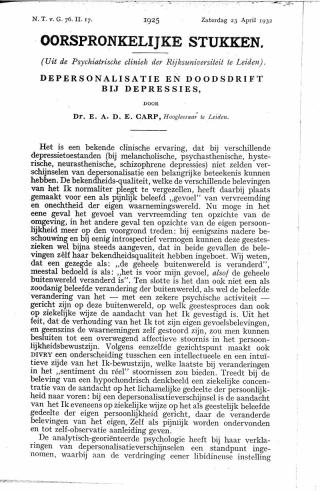 Eerste pagina van het artikel zoals het is gepubliceerd in het tijdschrift