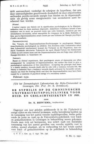 Eerste pagina van het artikel zoals het is gepubliceerd in het tijdschrift