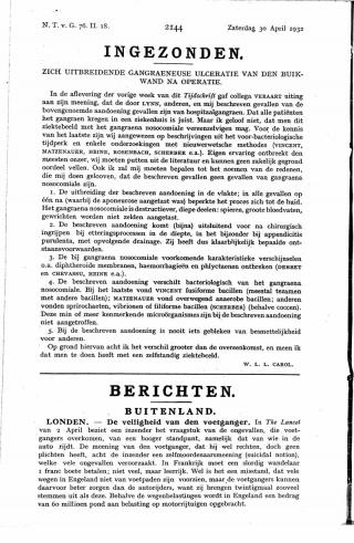 Eerste pagina van het artikel zoals het is gepubliceerd in het tijdschrift