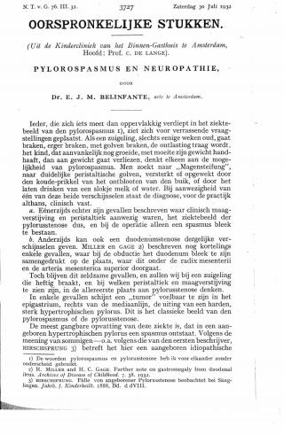 Eerste pagina van het artikel zoals het is gepubliceerd in het tijdschrift