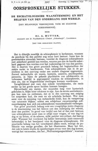 Eerste pagina van het artikel zoals het is gepubliceerd in het tijdschrift