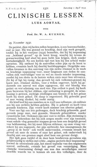 Eerste pagina van het artikel zoals het is gepubliceerd in het tijdschrift