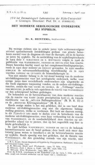 Eerste pagina van het artikel zoals het is gepubliceerd in het tijdschrift