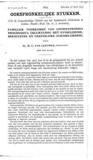 Eerste pagina van het artikel zoals het is gepubliceerd in het tijdschrift