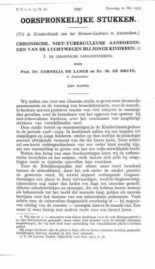 Eerste pagina van het artikel zoals het is gepubliceerd in het tijdschrift