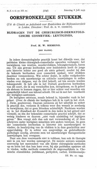 Eerste pagina van het artikel zoals het is gepubliceerd in het tijdschrift