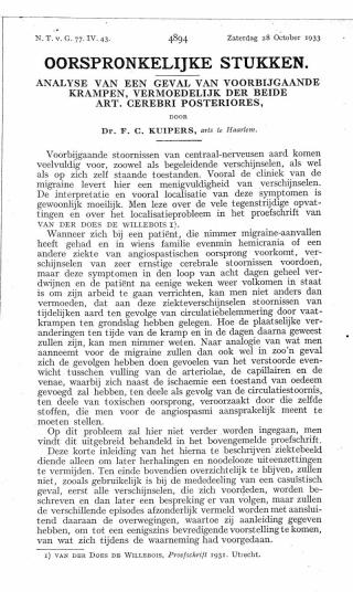 Eerste pagina van het artikel zoals het is gepubliceerd in het tijdschrift