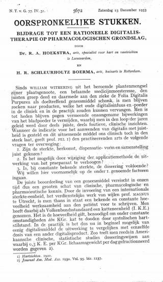 Eerste pagina van het artikel zoals het is gepubliceerd in het tijdschrift