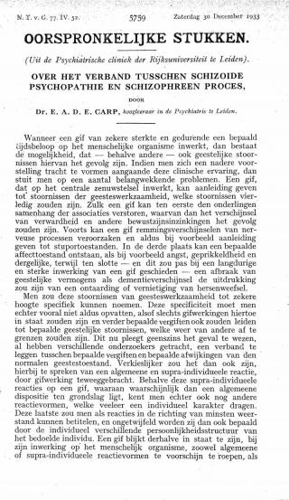 Eerste pagina van het artikel zoals het is gepubliceerd in het tijdschrift