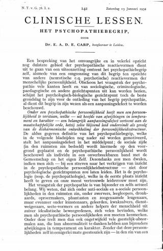 Eerste pagina van het artikel zoals het is gepubliceerd in het tijdschrift