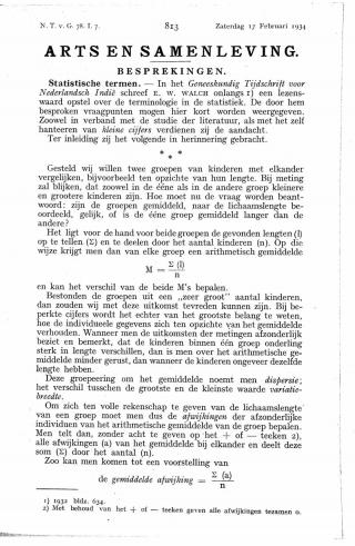 Eerste pagina van het artikel zoals het is gepubliceerd in het tijdschrift