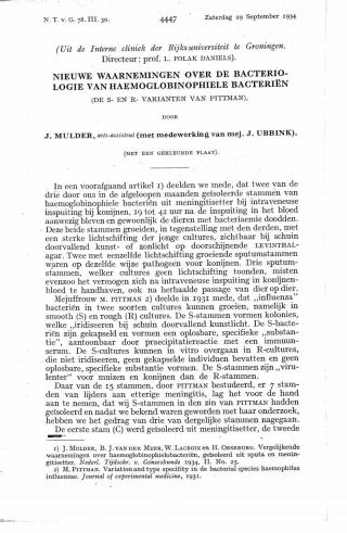 Eerste pagina van het artikel zoals het is gepubliceerd in het tijdschrift