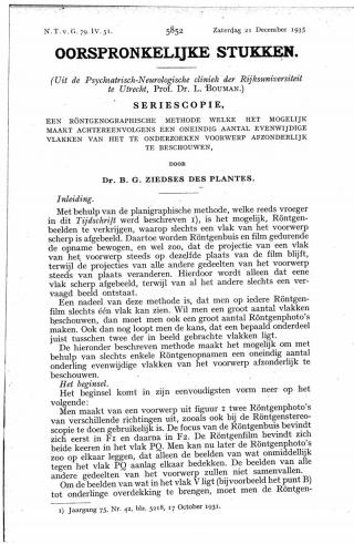 Eerste pagina van het artikel zoals het is gepubliceerd in het tijdschrift