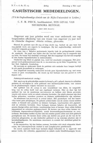 Eerste pagina van het artikel zoals het is gepubliceerd in het tijdschrift