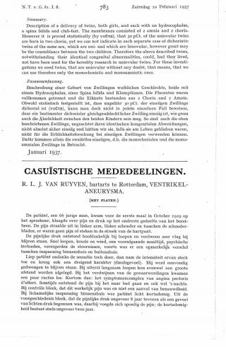 Eerste pagina van het artikel zoals het is gepubliceerd in het tijdschrift