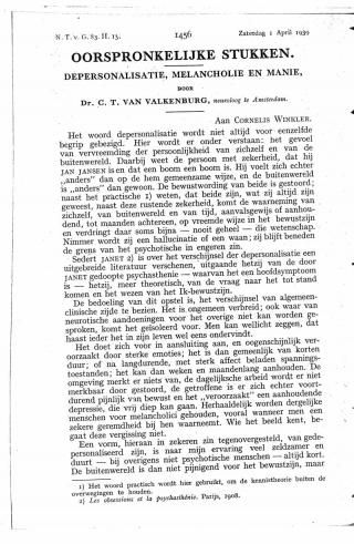 Eerste pagina van het artikel zoals het is gepubliceerd in het tijdschrift