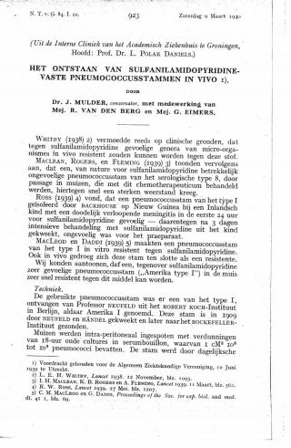 Eerste pagina van het artikel zoals het is gepubliceerd in het tijdschrift