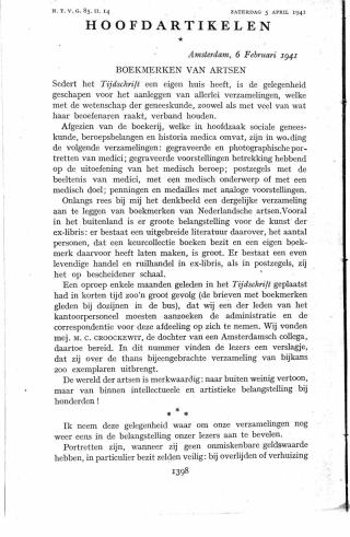 Eerste pagina van het artikel zoals het is gepubliceerd in het tijdschrift