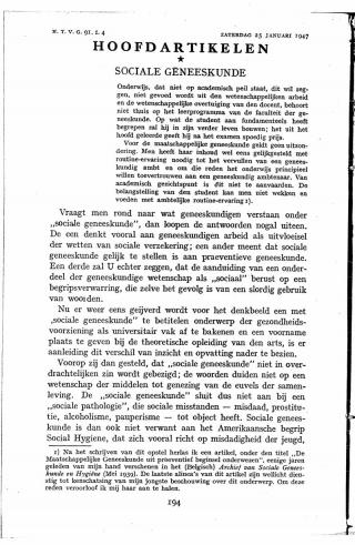 Eerste pagina van het artikel zoals het is gepubliceerd in het tijdschrift