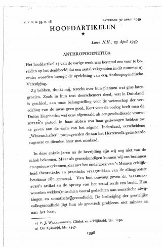 Eerste pagina van het artikel zoals het is gepubliceerd in het tijdschrift