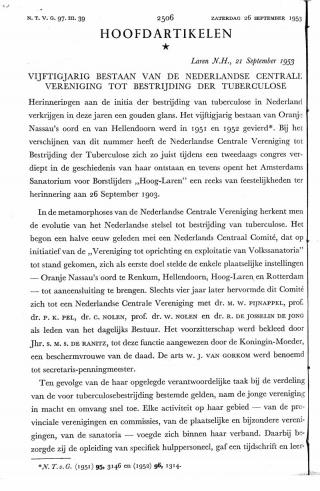 Eerste pagina van het artikel zoals het is gepubliceerd in het tijdschrift