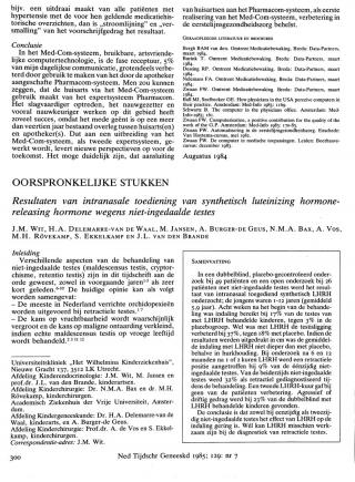 Eerste pagina van het artikel zoals het is gepubliceerd in het tijdschrift